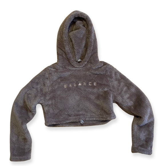 NWOT Balance Athletica Crop Sherpa Hoodie | XS | Brown - Picture 4 of 5